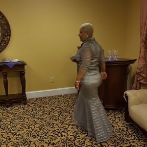 Silver 2 Peice Formal Skirt Set